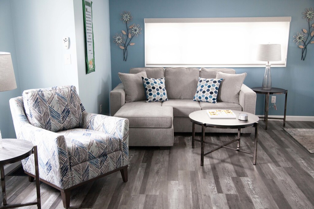 Living Room- Bright, inviting space to relax after a day of exploring