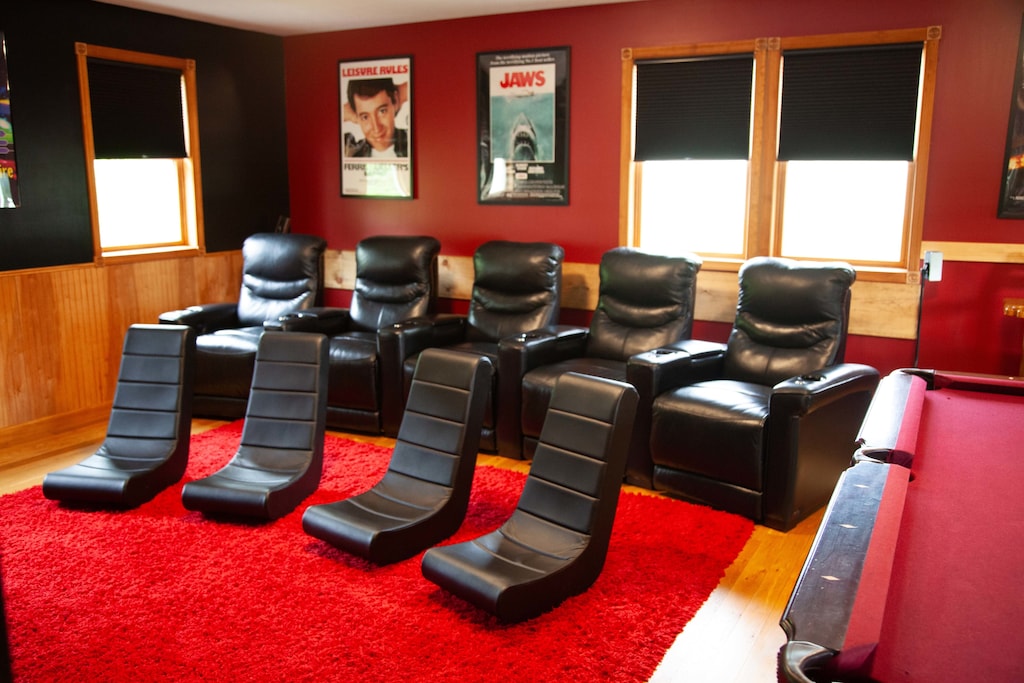 Movie room – Recline in electric seats under black-out shades.