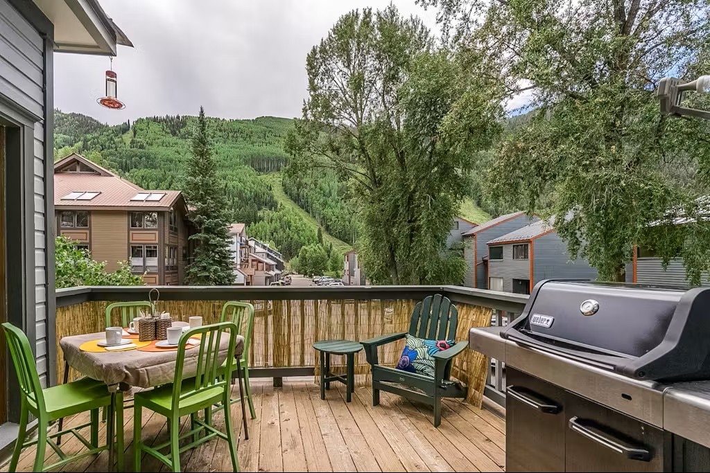 South facing deck with BBQ and ski area views