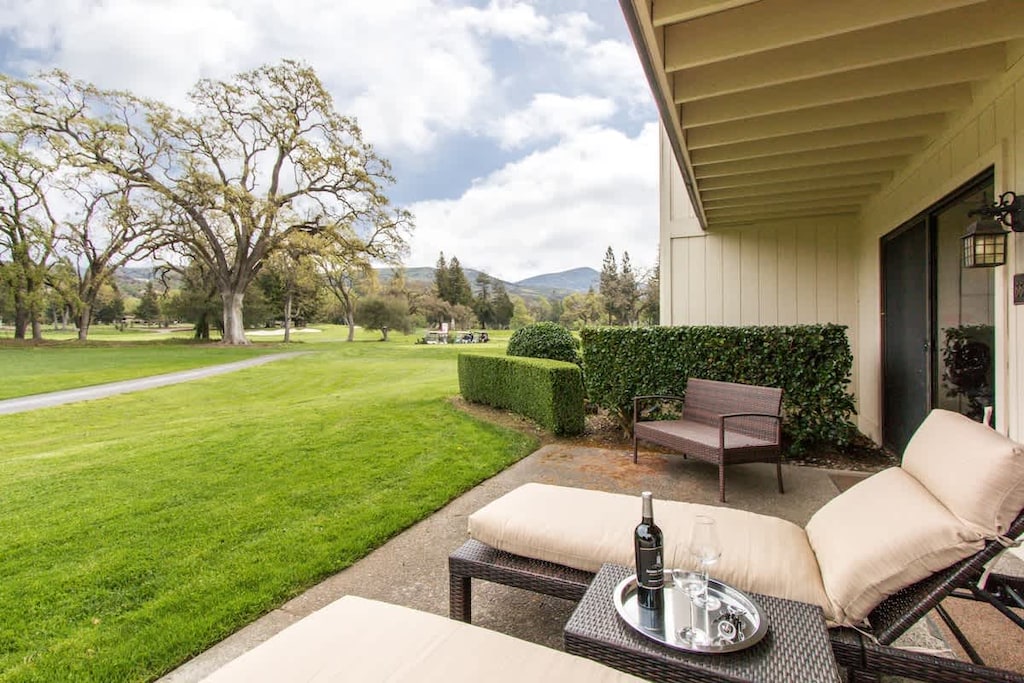 Indulge in outdoor living at its finest on your private patio, where you can lounge in comfort, surrounded by nature's beauty, and immerse yourself in the peaceful atmosphere.