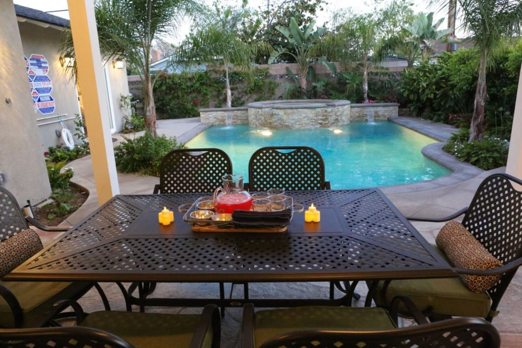 Spacious Outdoor Covered Patio Dining and Stunning Pool
Patio and New Pebble-Tec Pool and Jacuzzi