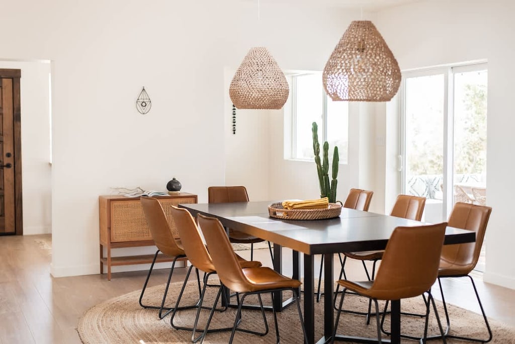 Sky-lit dining area with room for 8, the perfect gathering place after a long day exploring  