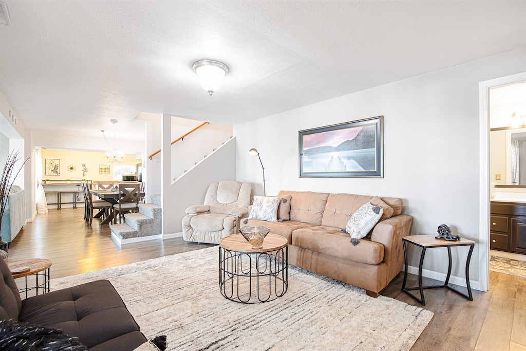 Lakeview living room with smart tv