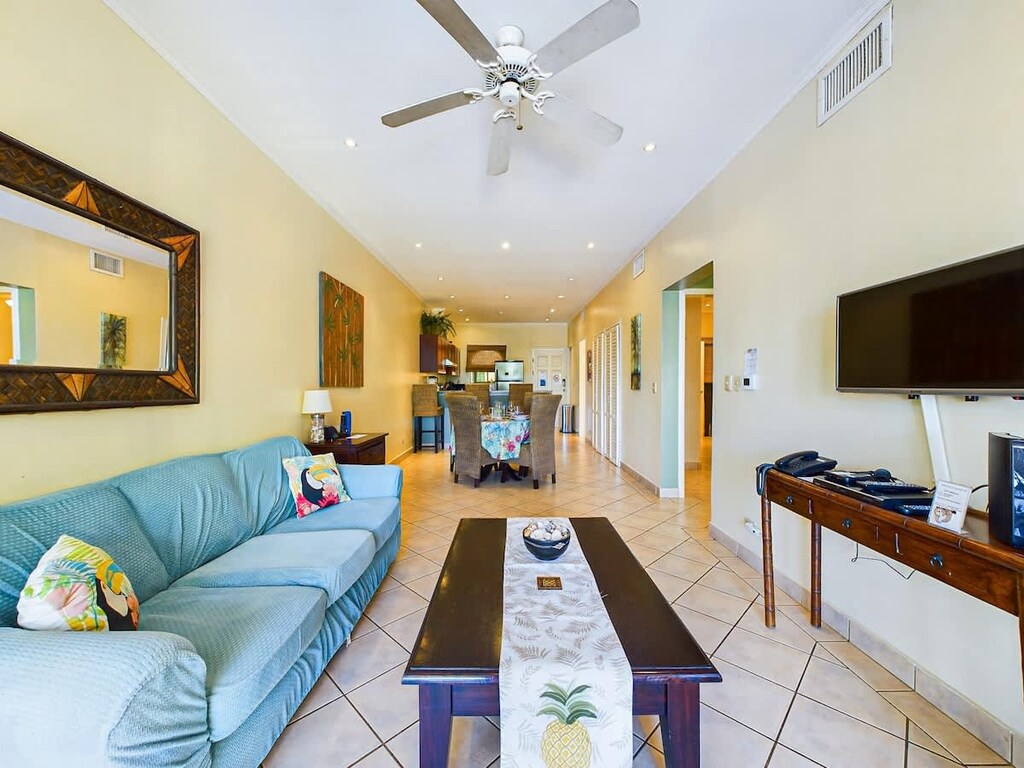 Living room with flat screen