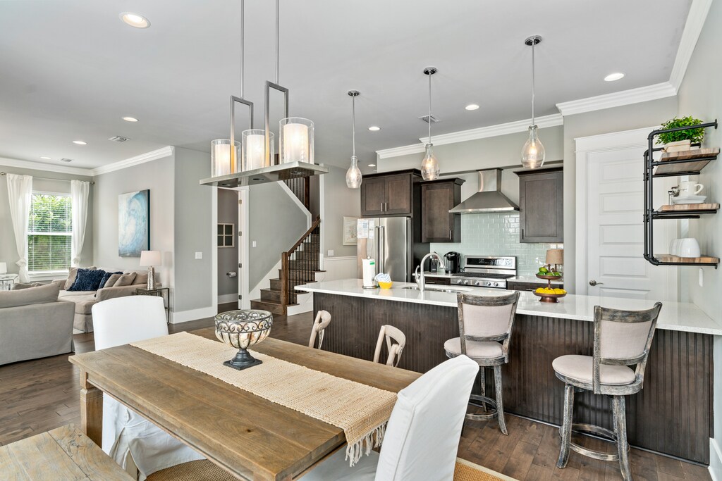 Open Concept Dining, Kitchen, and Living Areas