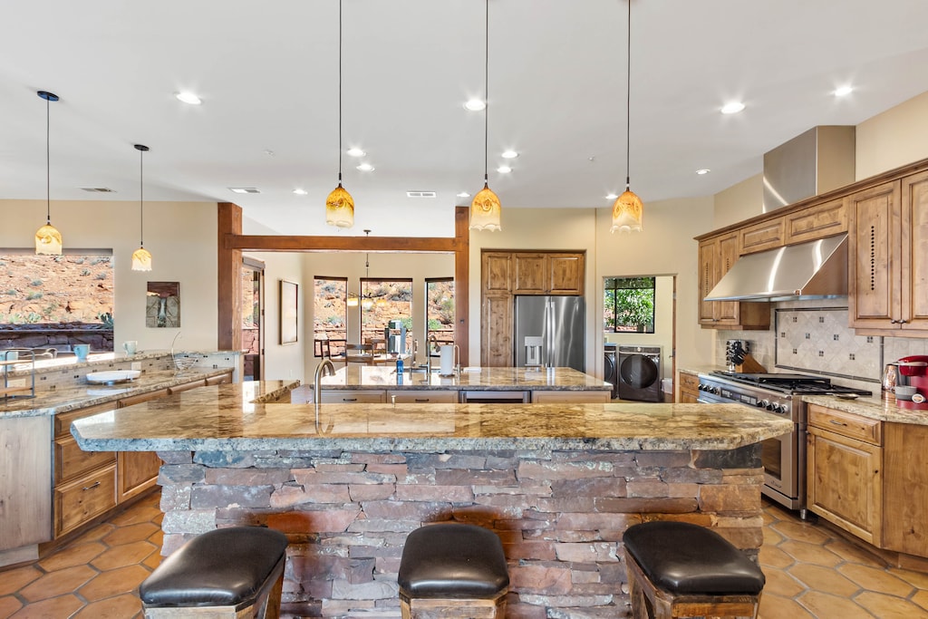 Kitchen island with seating for 3