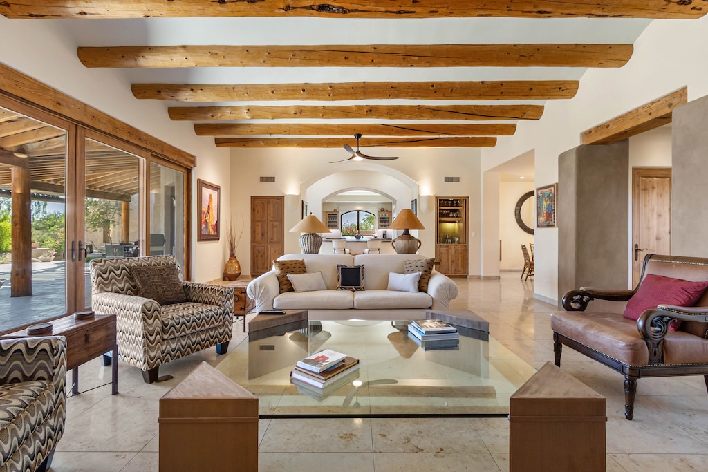 Main Living Room with Comfortable Seating, Fireplace, and Smart TV