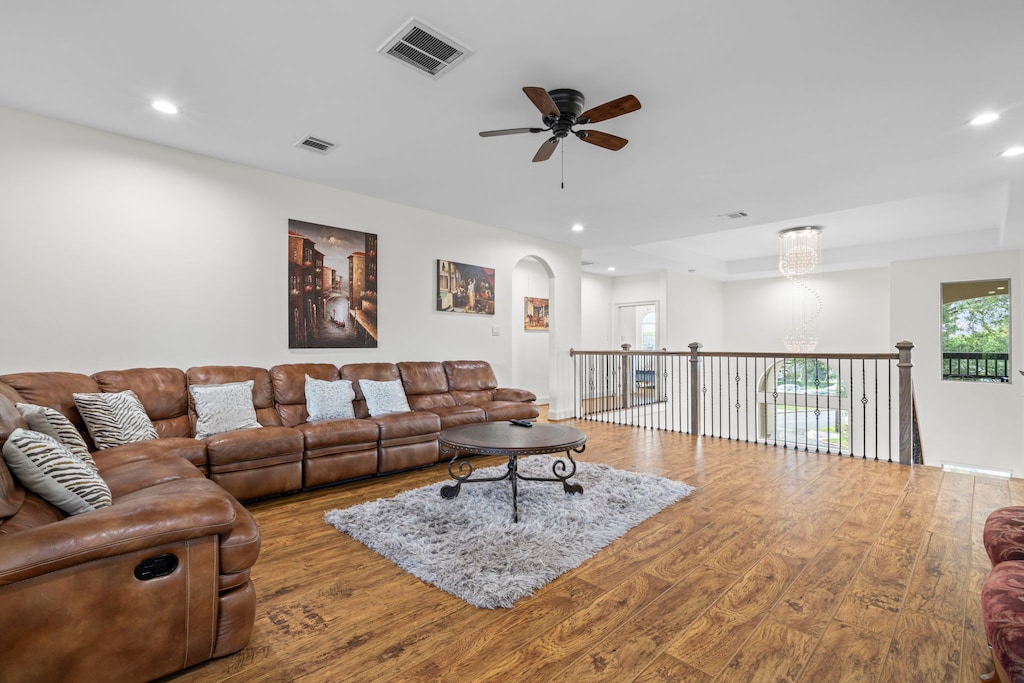 Upstairs second living room with large couch