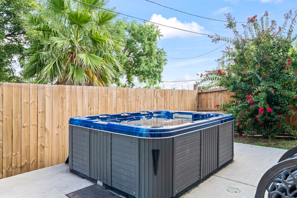Beautiful hot tub perfect for relaxing on vacation.