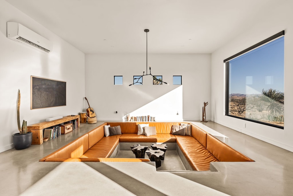 Sunken living room seating.