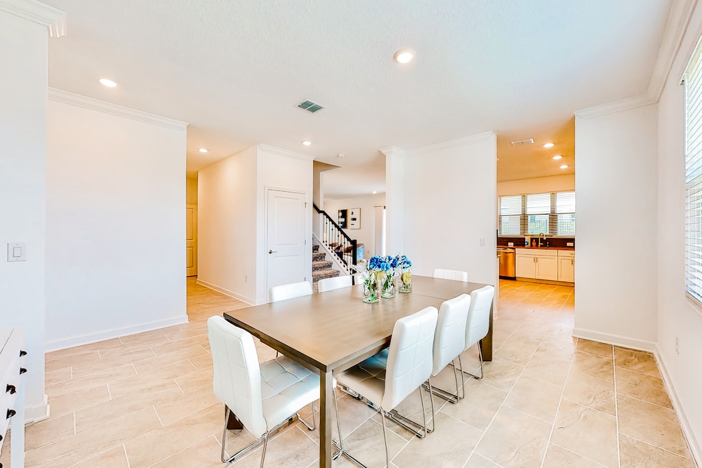 Dining table seats six