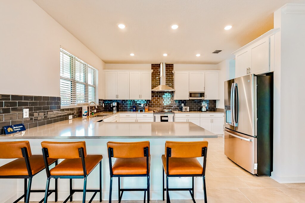 Breakfast bar seats four