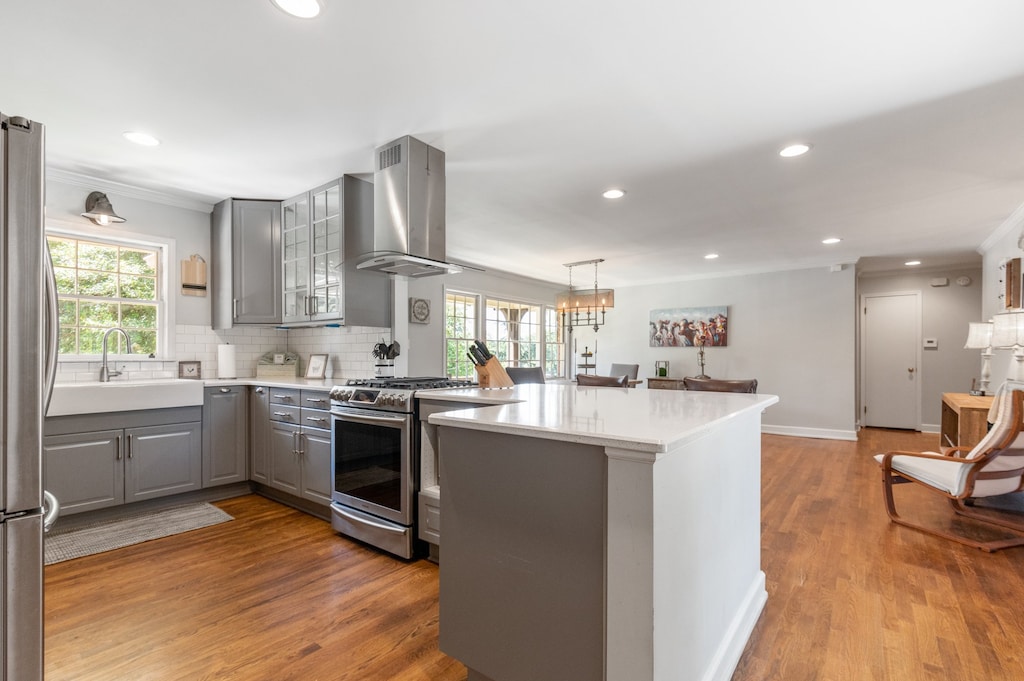 Kitchen with stainless appliances