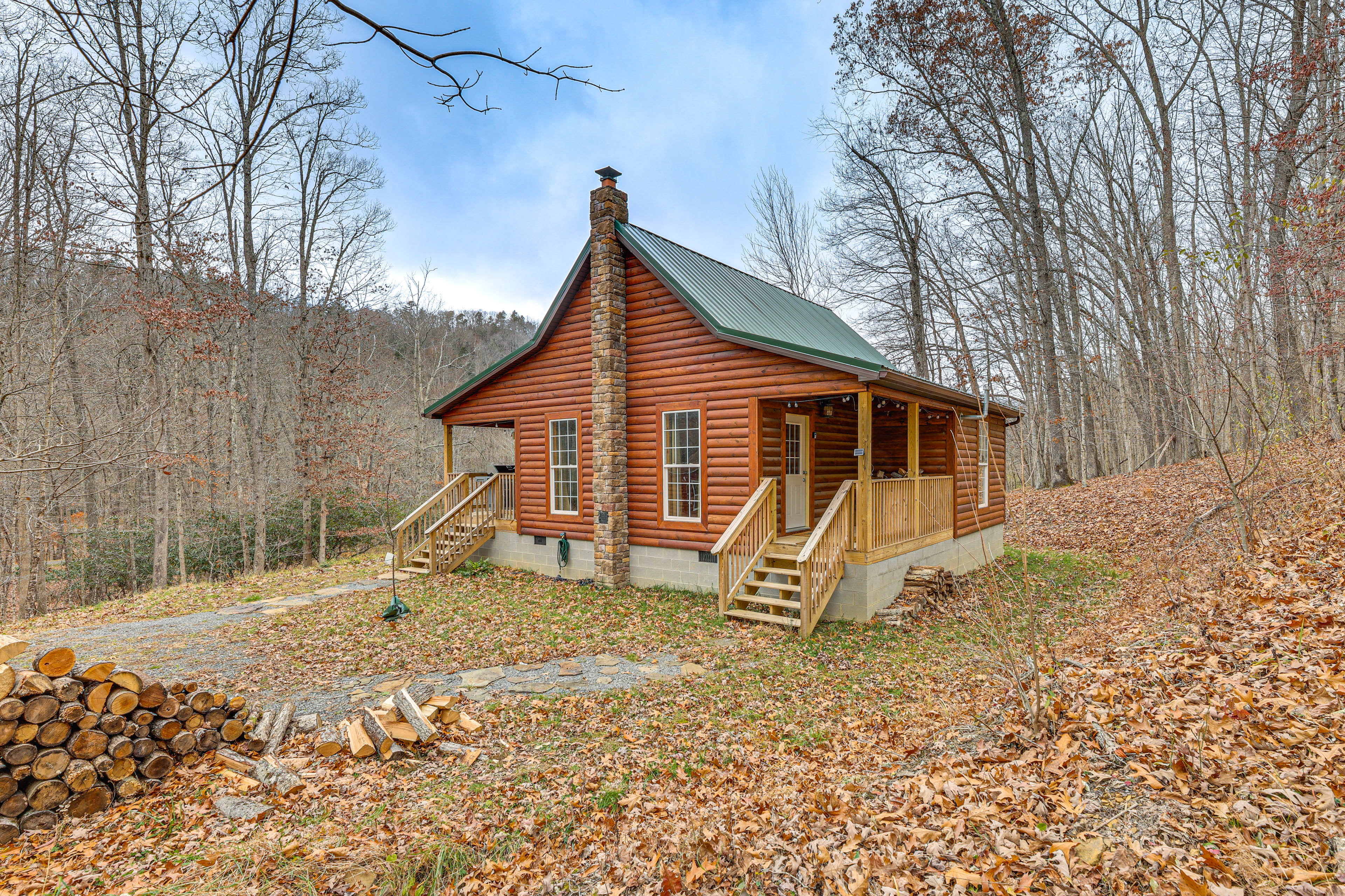 Greenbrier River On-Site! Modern-Rustic Log Cabin