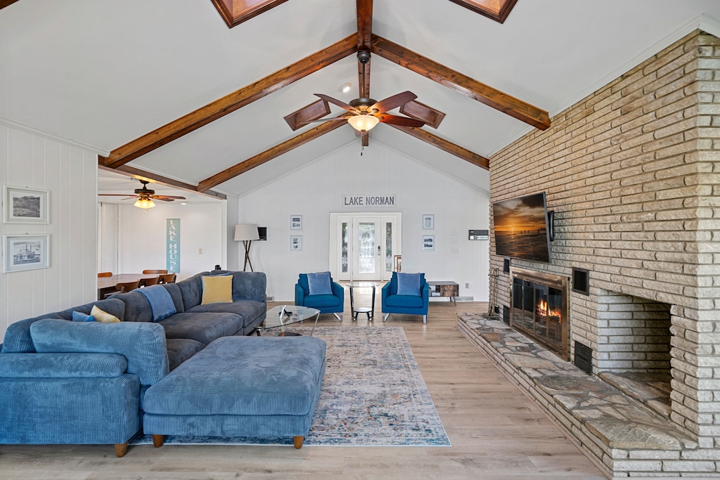 Large sectional in living room with multiple seating options to enjoy the view.