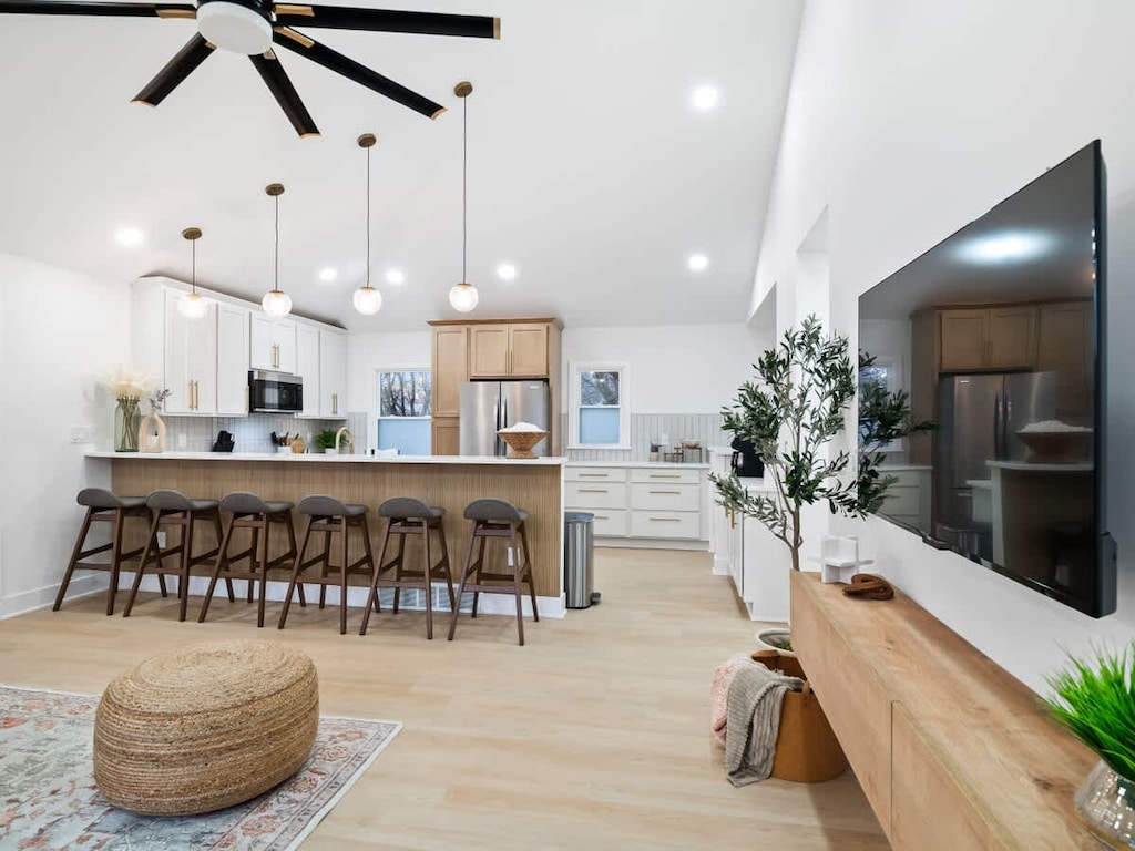 A sun-drenched kitchen, bathed in warmth and light, ready for cozy gatherings.  So inviting! ✨ #homegoals