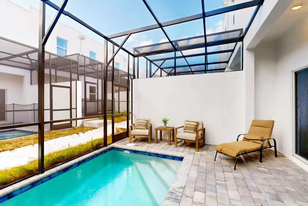 Take a dip in the private, fully fenced pool—ideal for cooling off after a day of Orlando adventures.