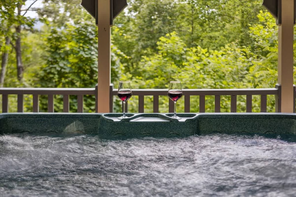 Your private hot tub surrounded by the Smoky Mountains