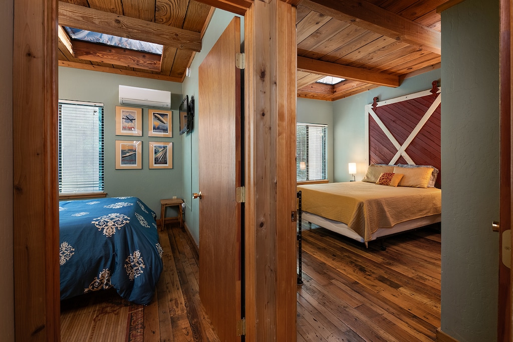 Side by side bedrooms - upstairs - with a full bathroom on the hall.