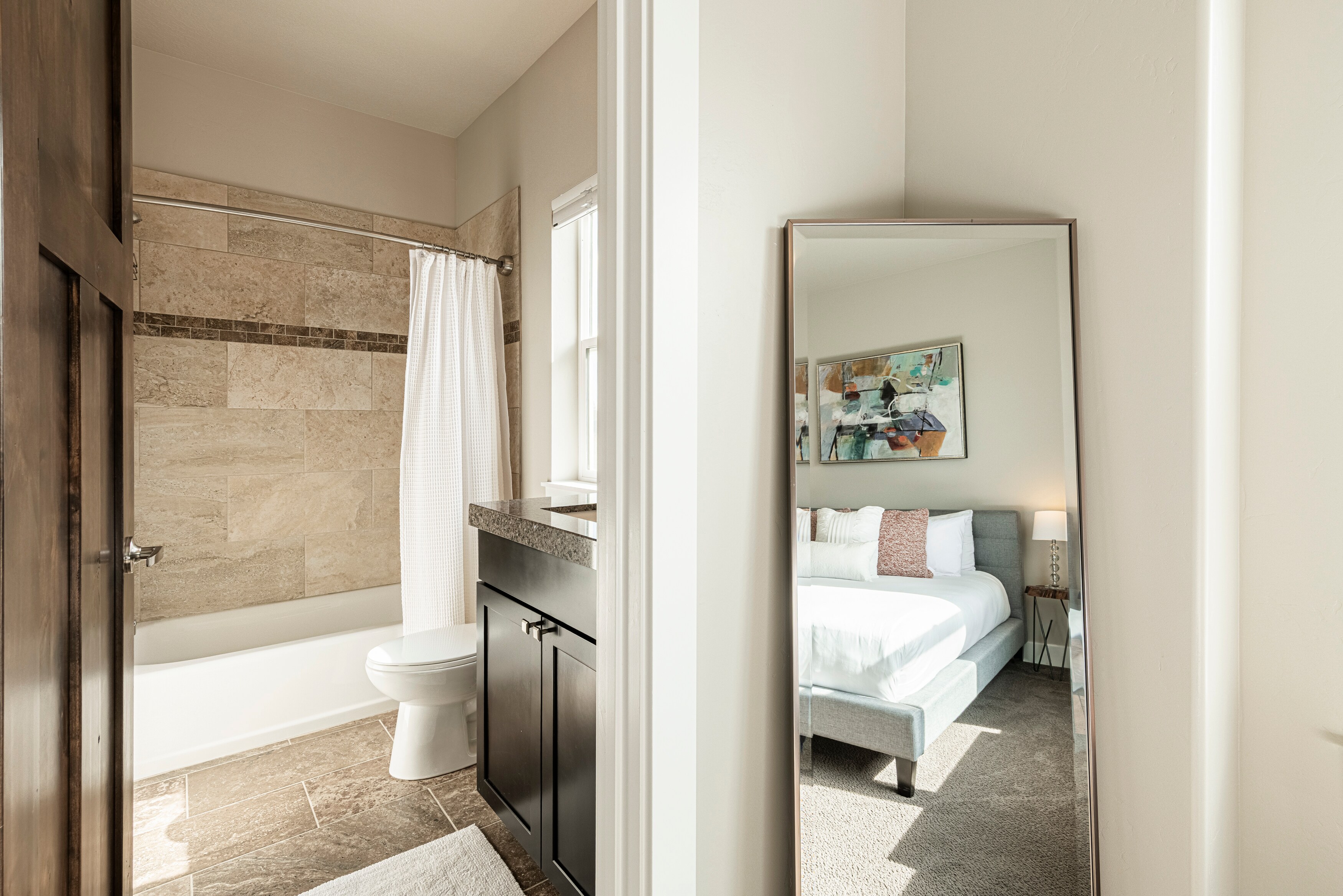 Guest bedroom 2 full length mirror and private bath