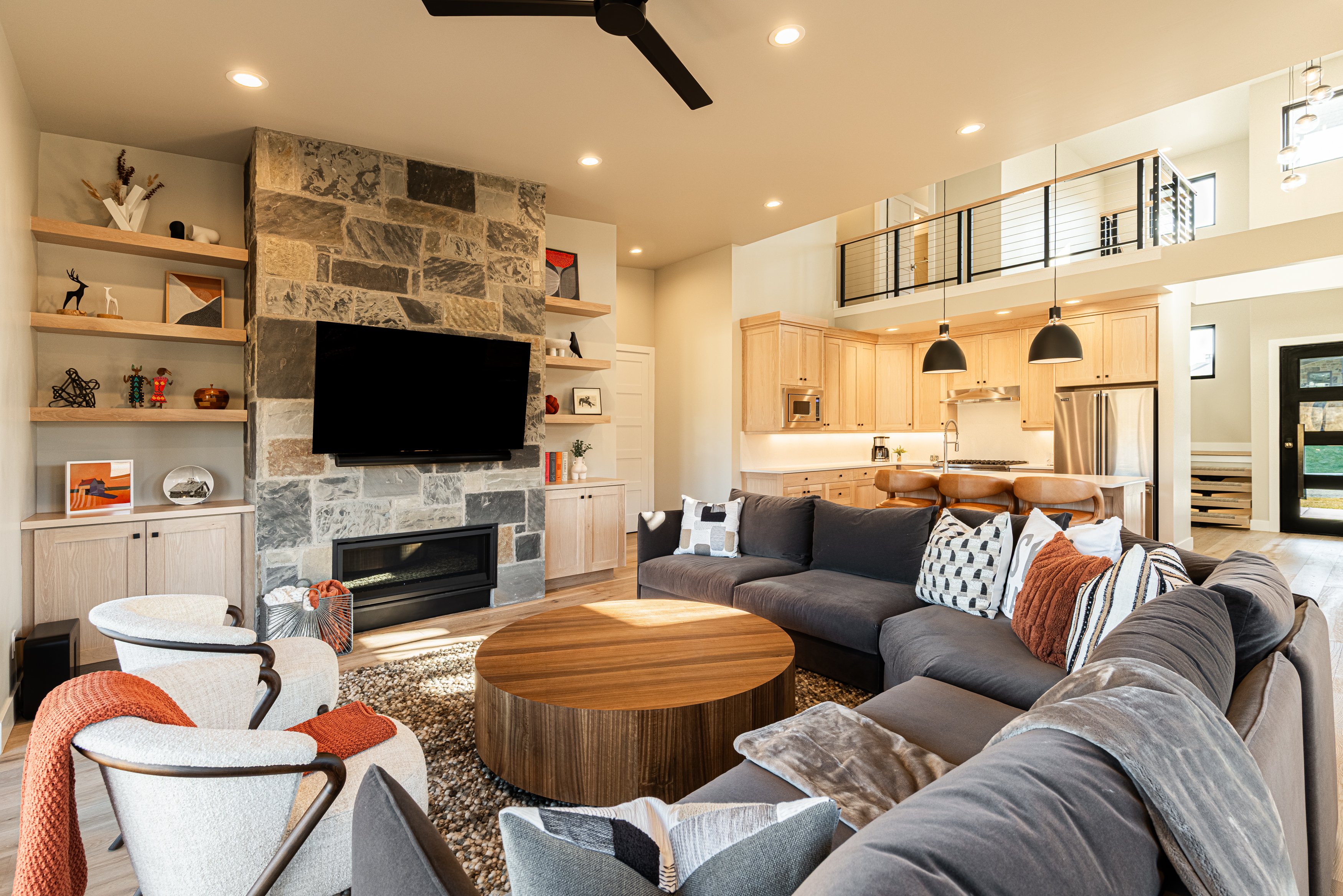 Living room with a gas fireplace and smart TV Living room with a gas fireplace and smart TV