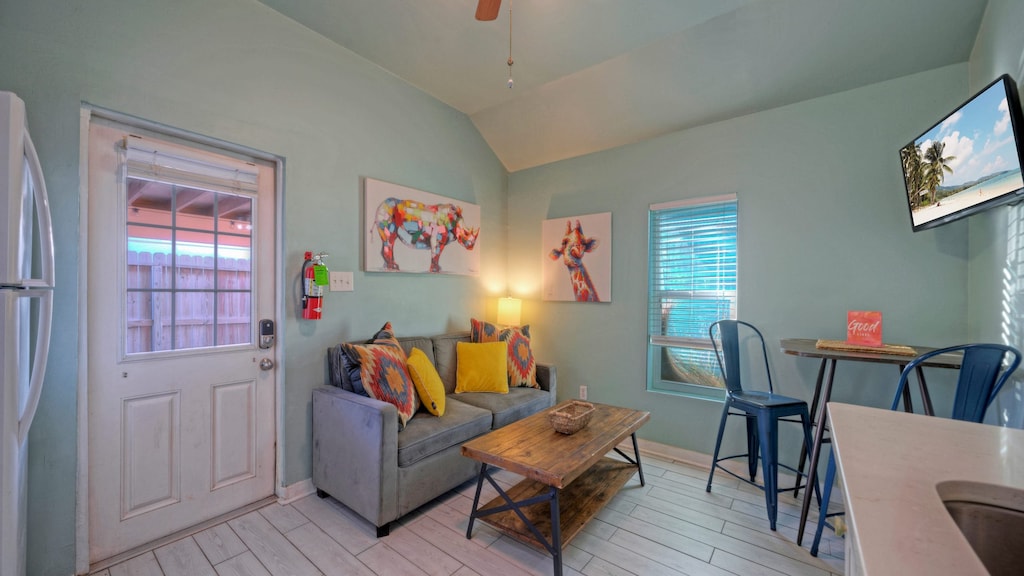 Sleeper sofa in the living area for additional sleeping arrangements.