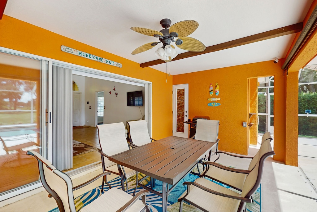 Outdoor dining table seats six