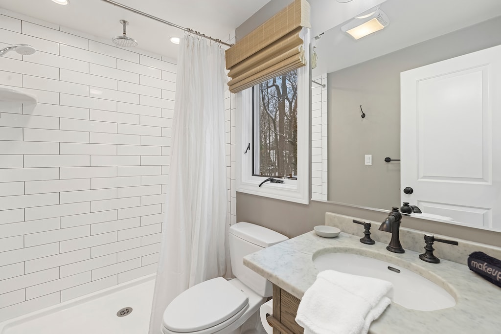 Our bright bathroom is designed for comfort, convenience, and easy routines.
