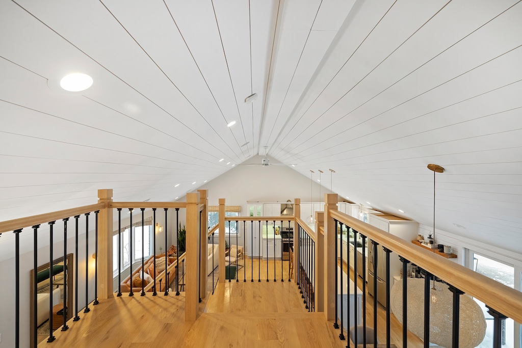 The airy loft vantage point offering a glimpse of every shared moment below.