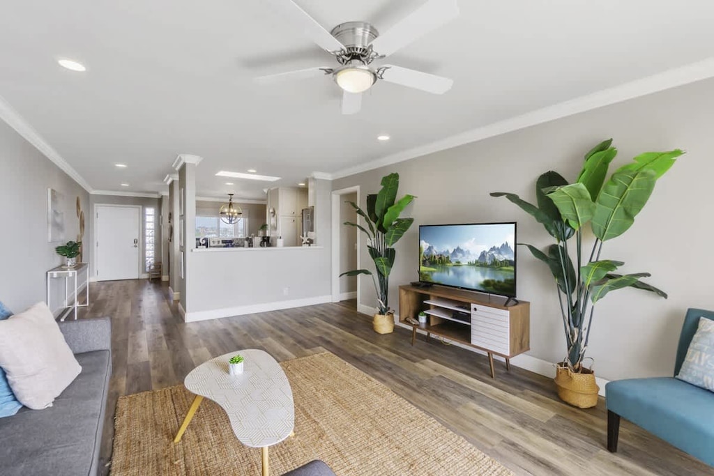 Spacious living area and kitchen area