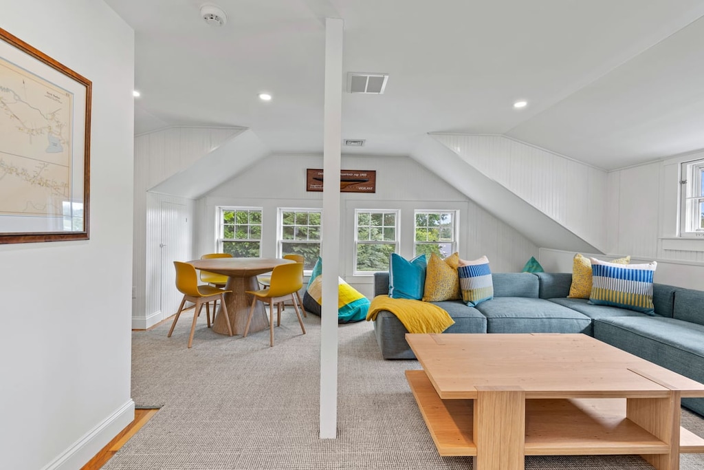 Here is the upstairs living room in the carriage house