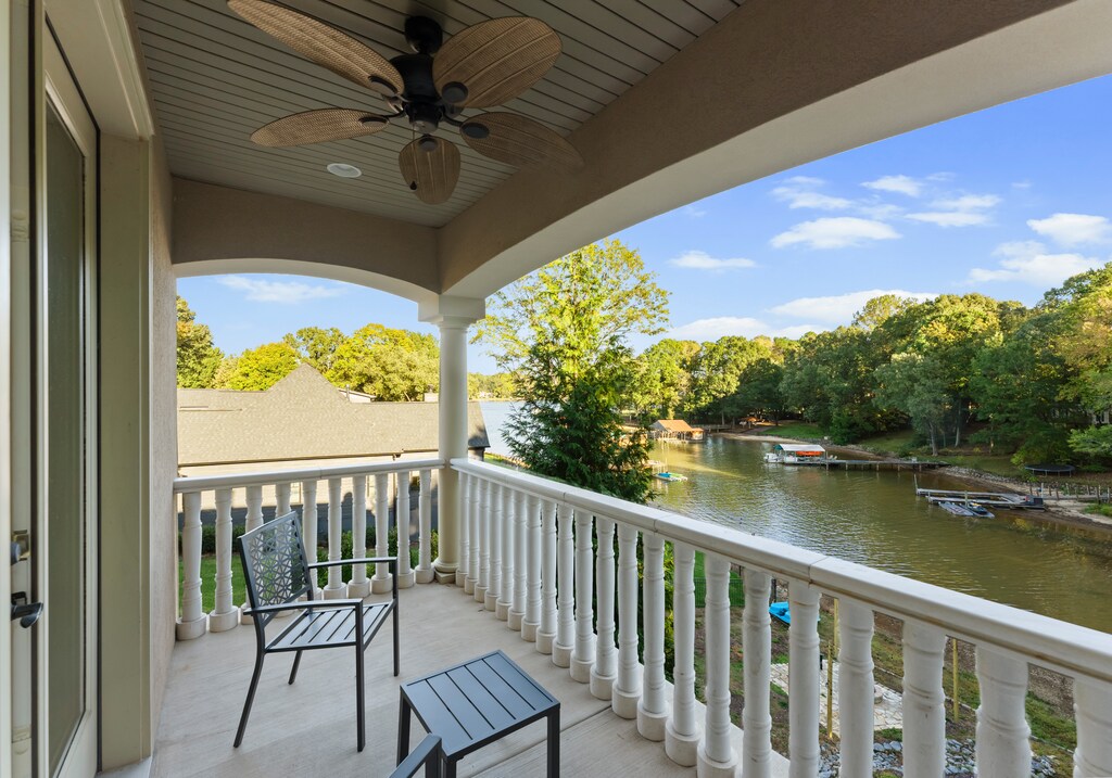 Enjoy the lake views on this balcony!