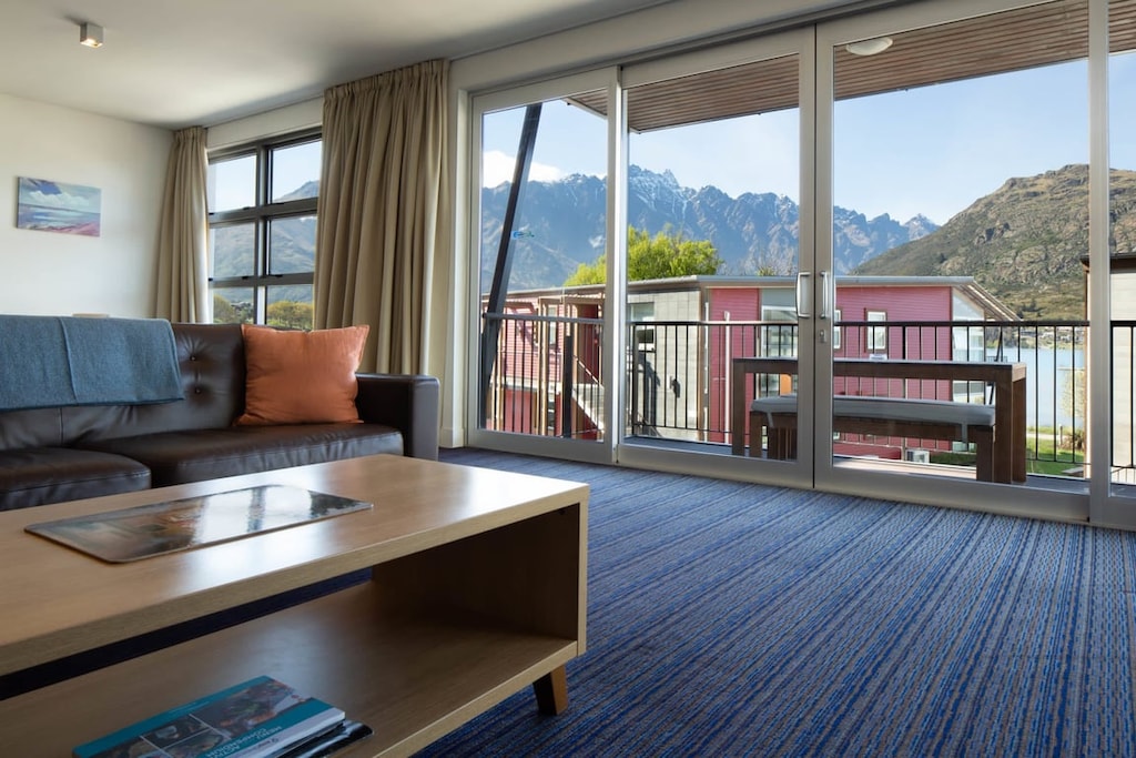 Cozy lounge with expansive windows