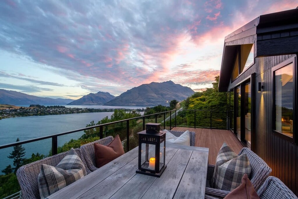 Watch the sky light up with colour as the sun sets behind the mountains—perfect for evening drinks or romantic dinners.