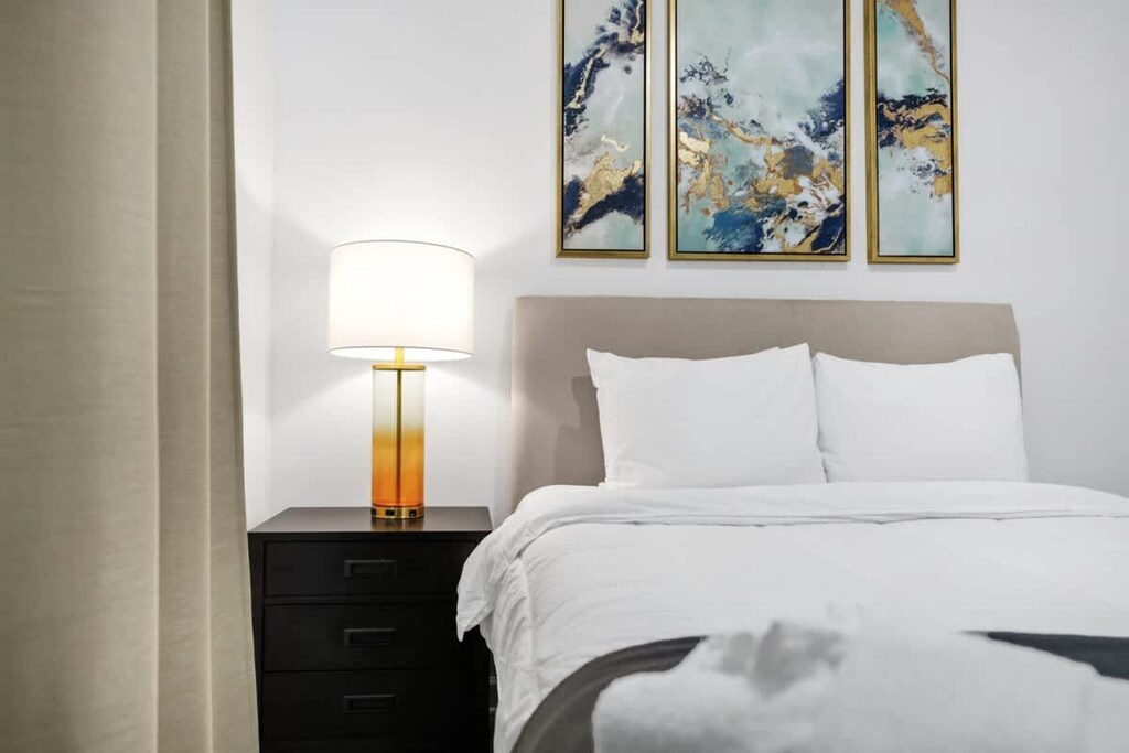Enjoy a restful night’s sleep in a cozy bedroom with luxurious hotel-quality sheets and duvets.