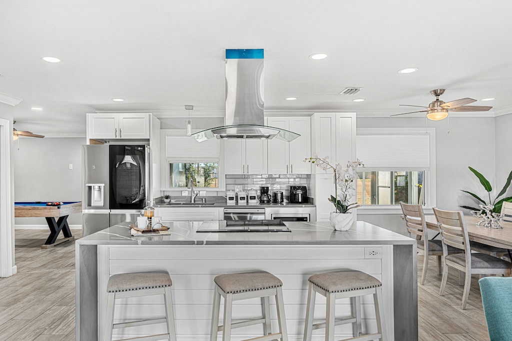 Breakfast bar seats three