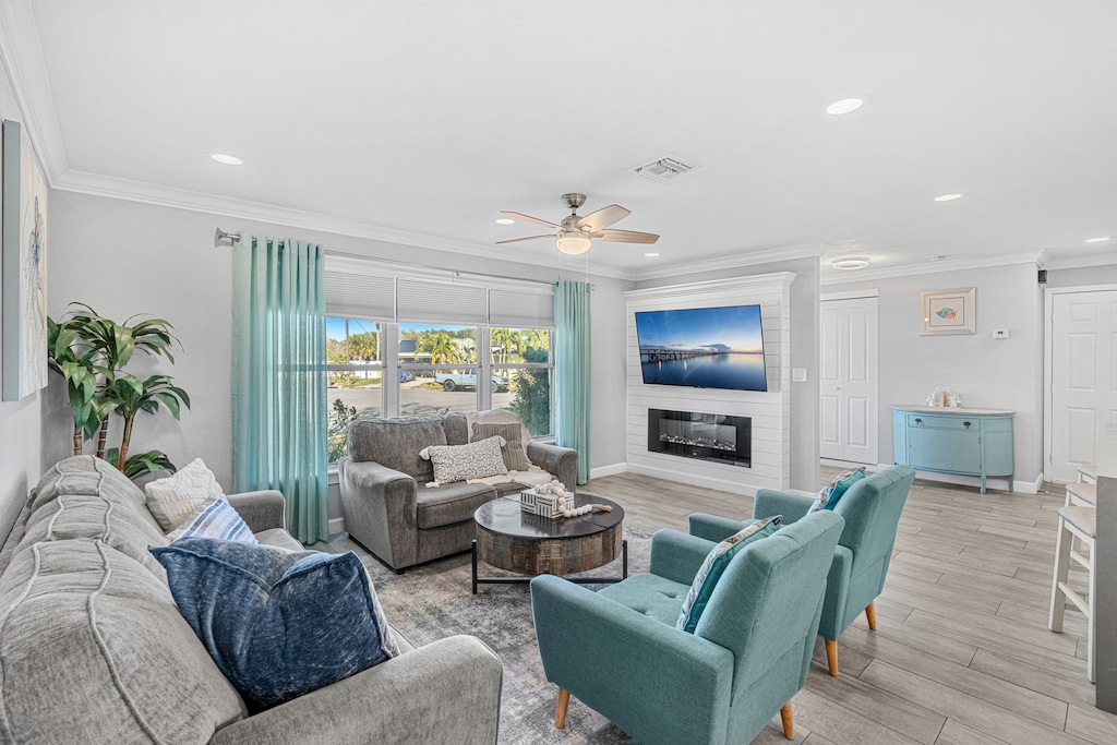Bright & airy living room with smart TV