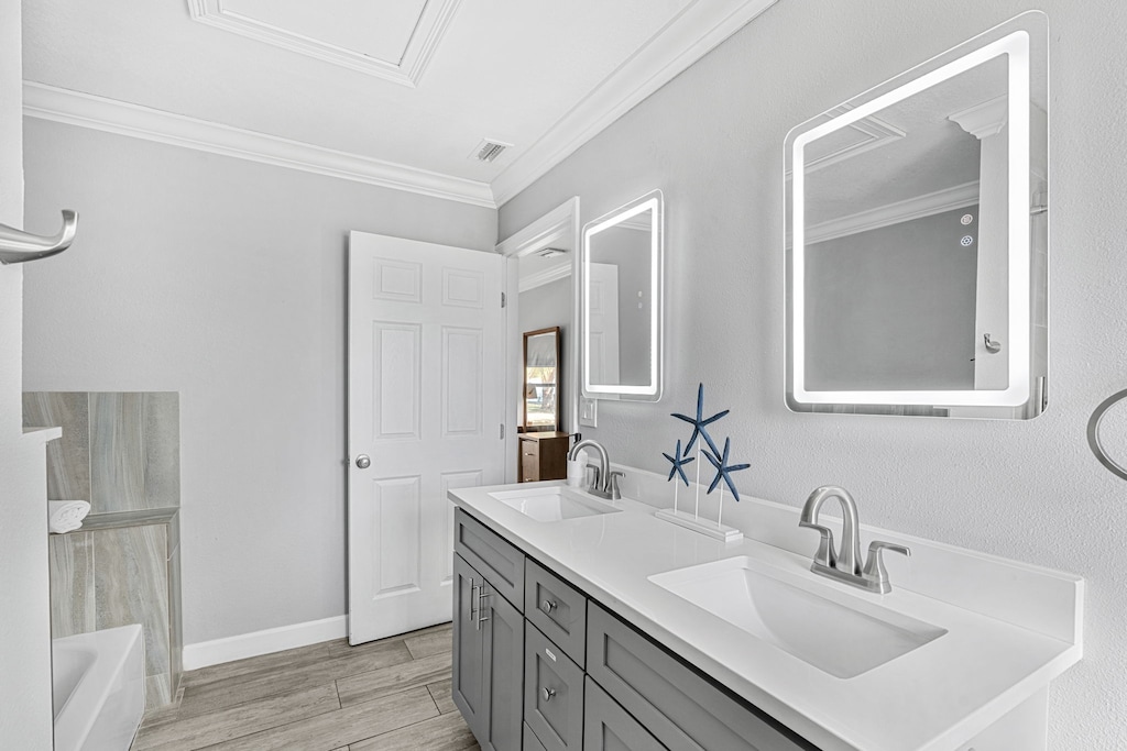 Sleek & modern style bathroom with dual sinks