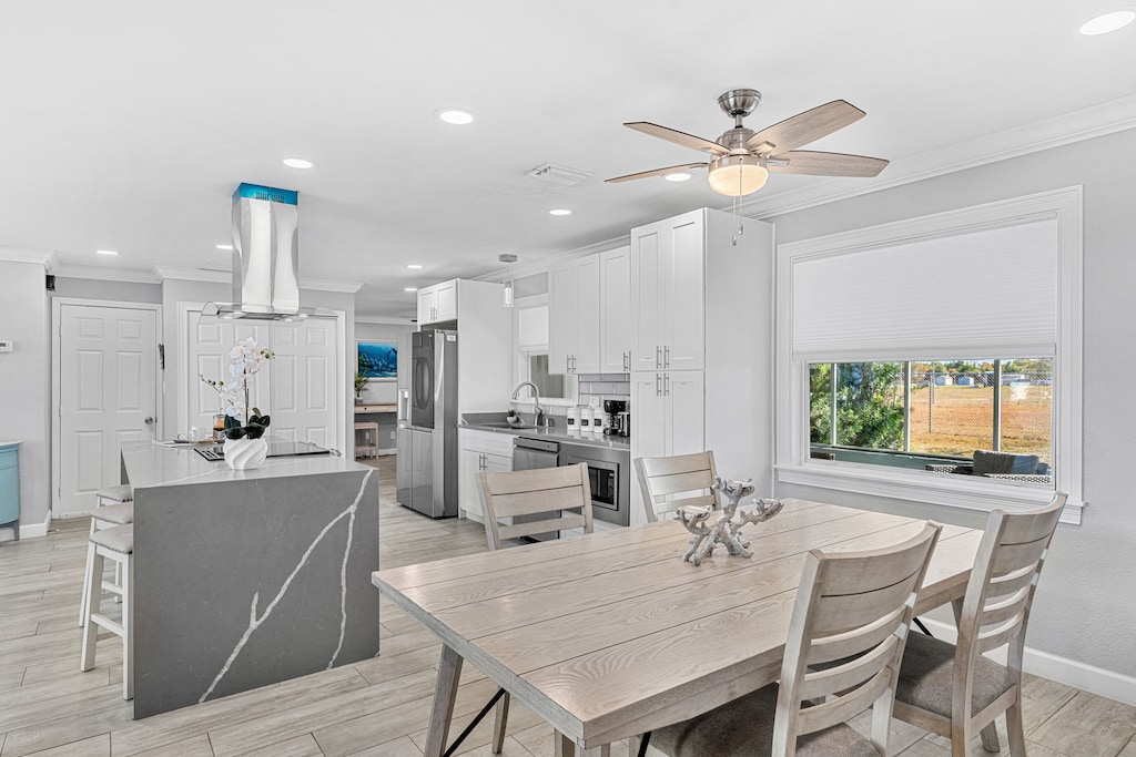 Dining table seats four