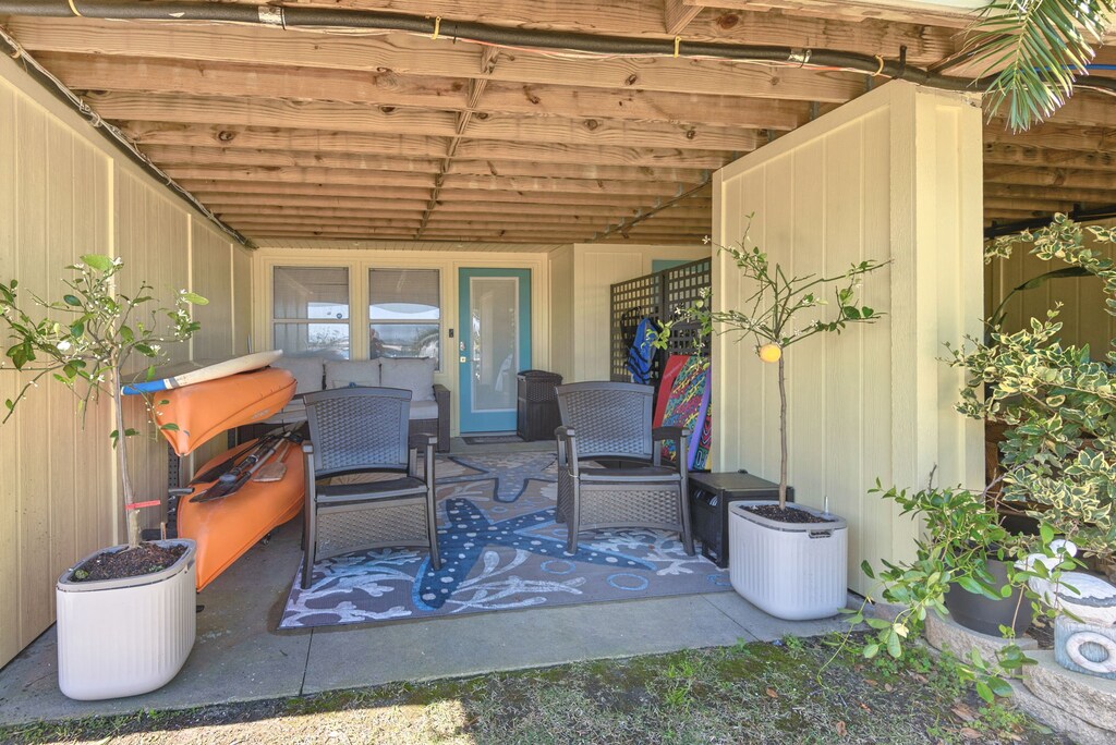 Ground floor seating area with kayaks