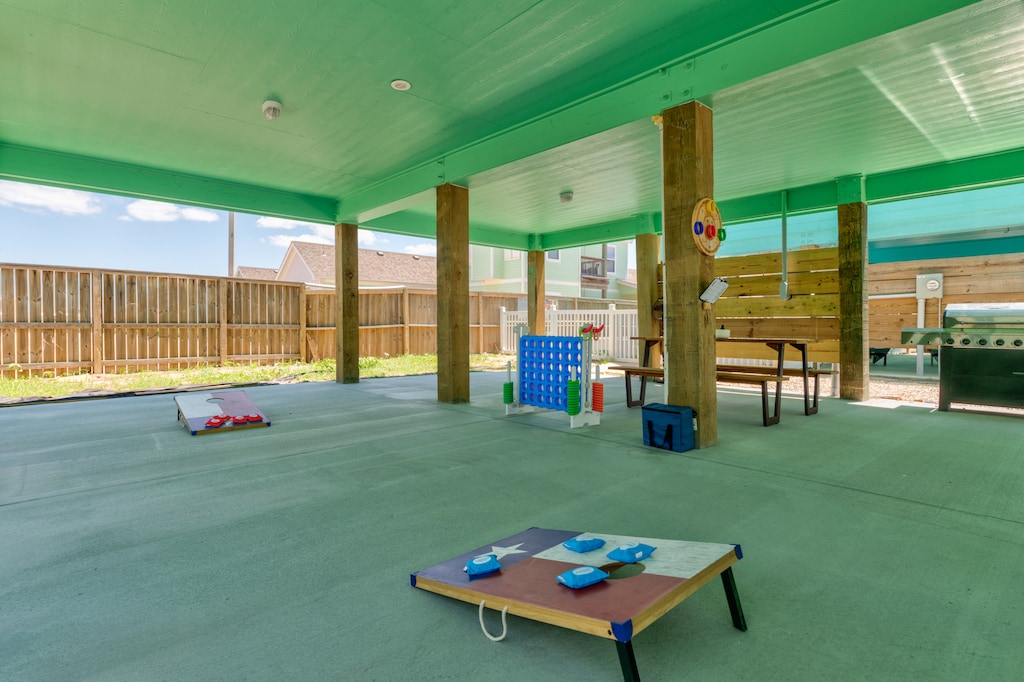 Your kids will love this spacious covered play area with games and activities, perfect for fun times whatever the weather.