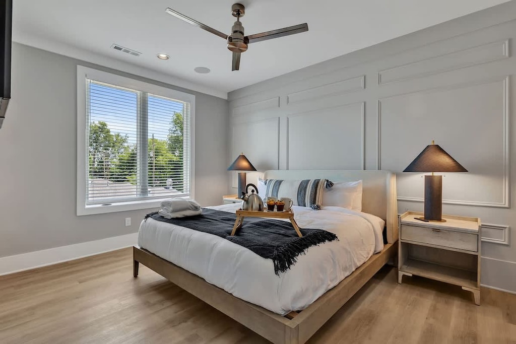 3rd Floor: Primary Bedroom featuring a lavish King bed with a Smart TV, a spacious walk-in closet and an ensuite Primary Bathroom.