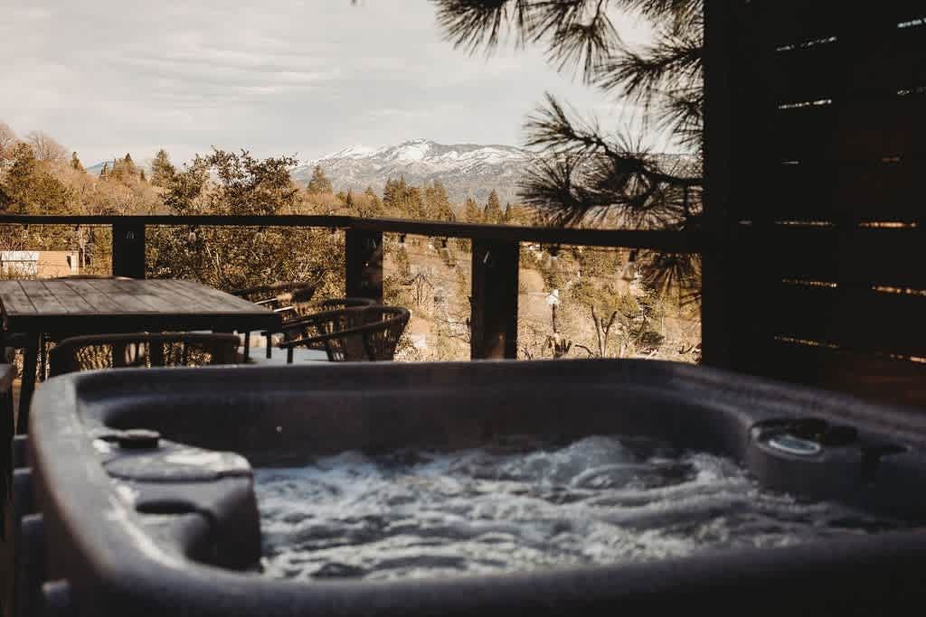 Hot tub located on the upper deck.