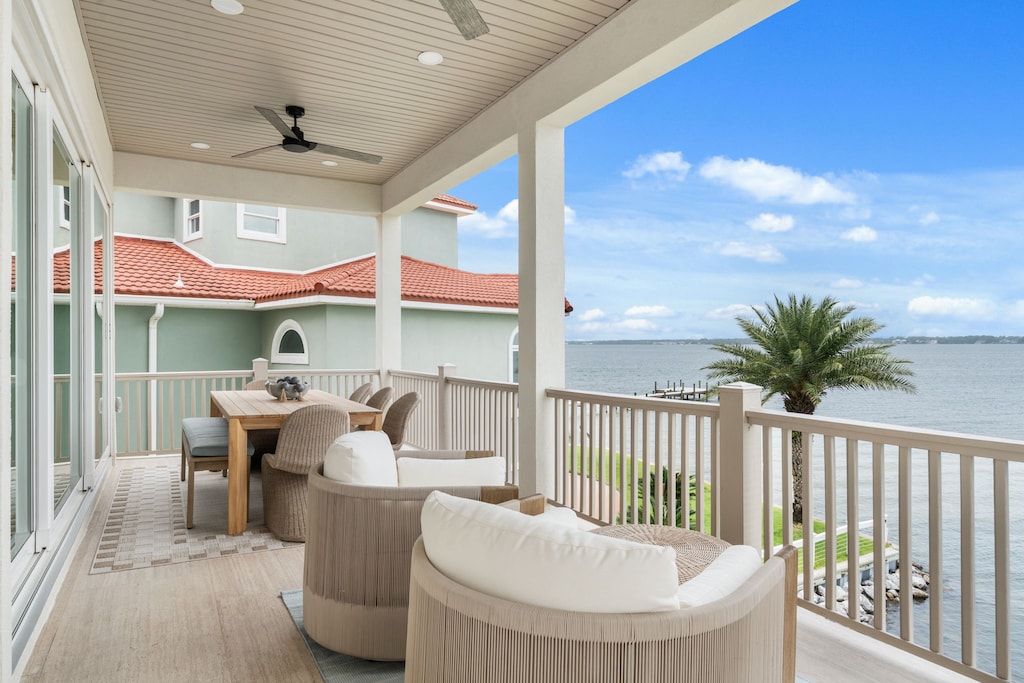 Off the living room balcony