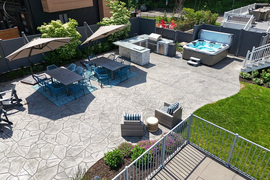 Unwind in the private hot tub after a beach day or downtown South Haven adventure. A favorite guest amenity year-round.
