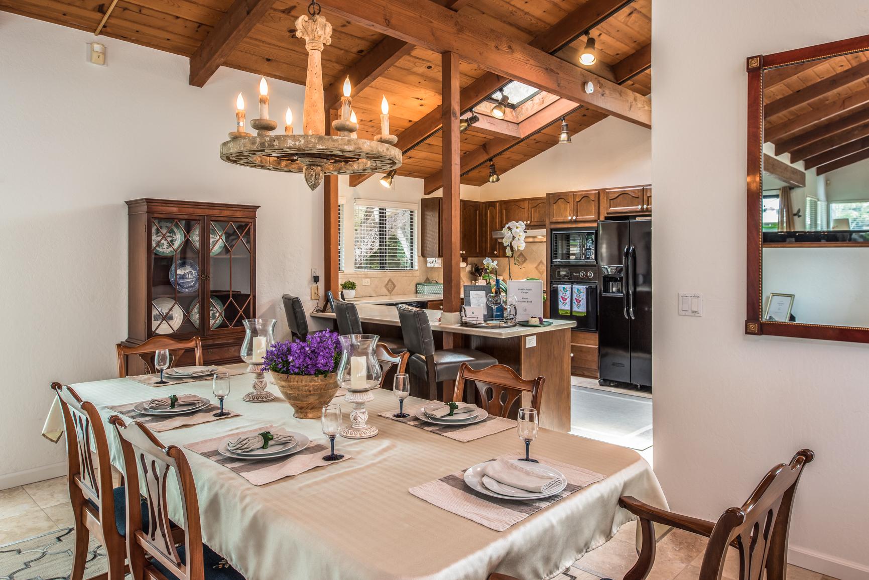 Dining table and kitchen counter seating