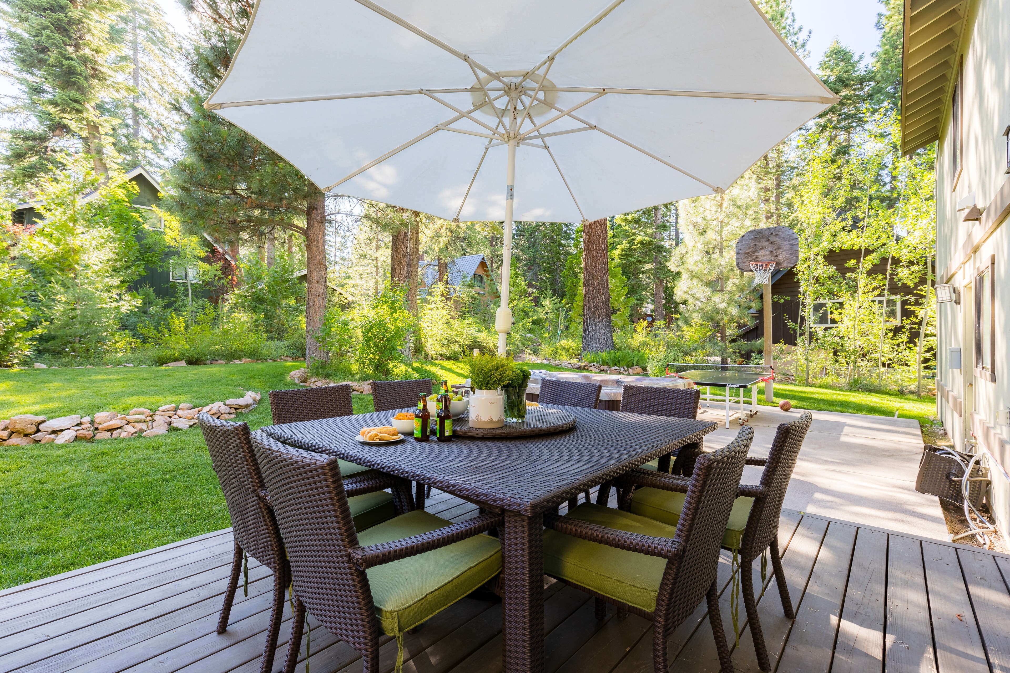 Dine alfresco on the backyard patio.