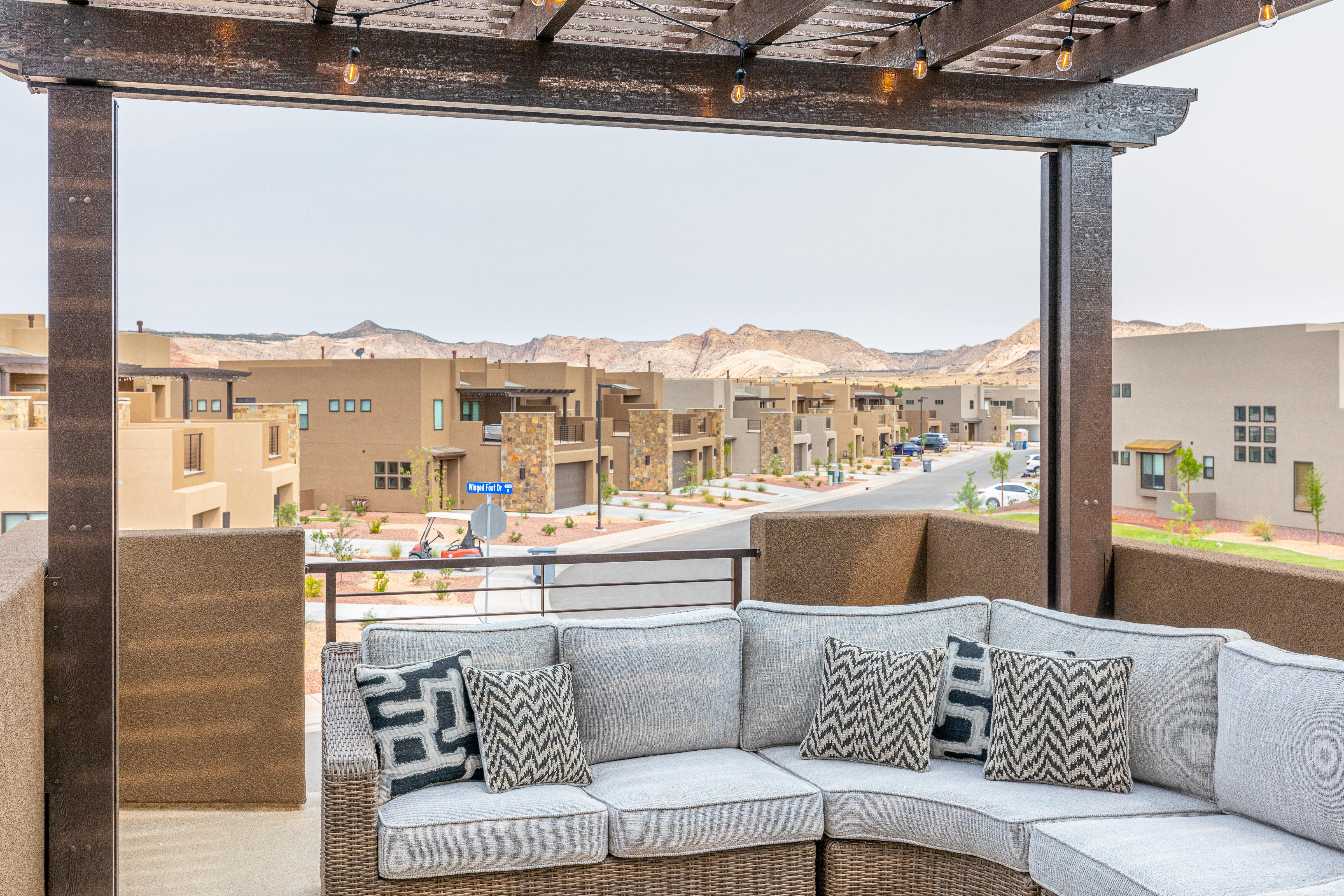 The Patio Deck is a spacious area to entertain guests while enjoying the beautiful surrounding landscapes of Snow Canyon State Park