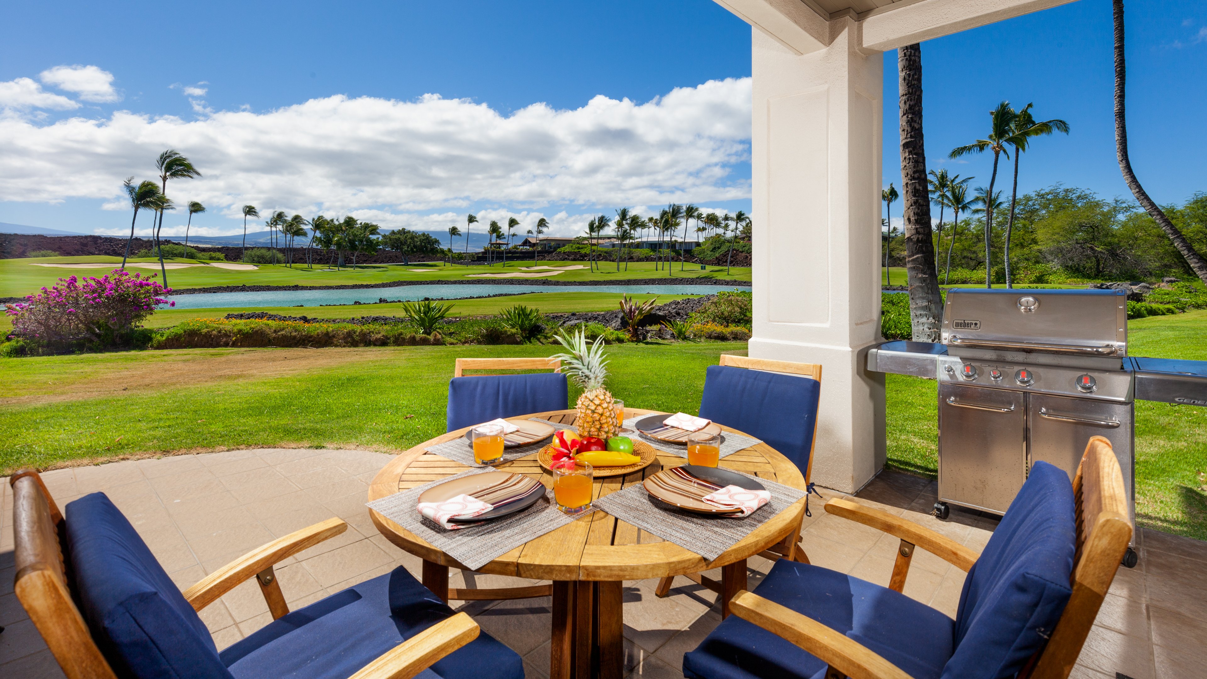 Enjoy a nice meal on Lanai grilled on the high-end Weber Grill