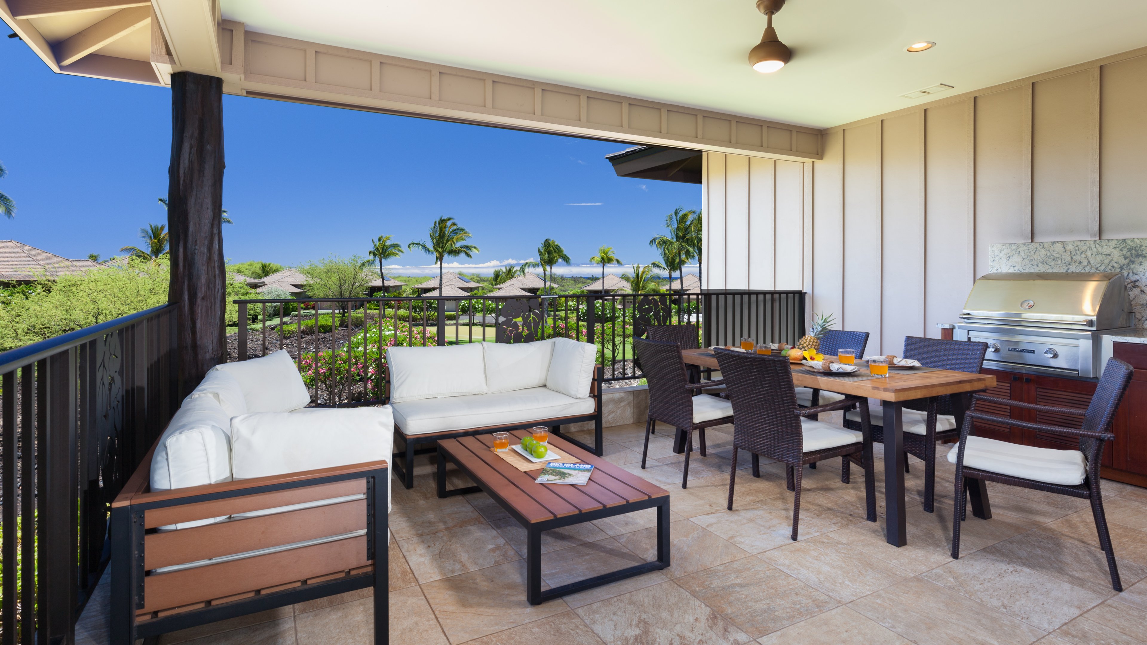 Large covered lanai with private grill